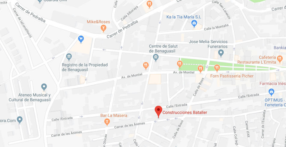 Mapa: Construcciones Bataller en la calle Almas de Benaguasil. Abrir en Google Maps